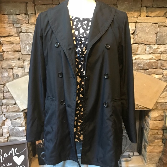 Banana Republic Black Trench Coat Jacket Size XS - Picture 2 of 7